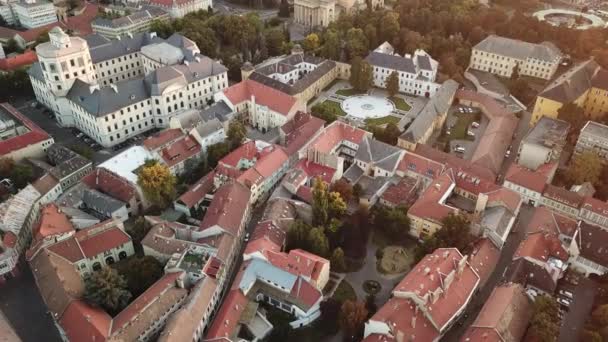 Cinematic Aerial Drone Footage Astronomical Museum City Eger Major Tourist — Wideo stockowe