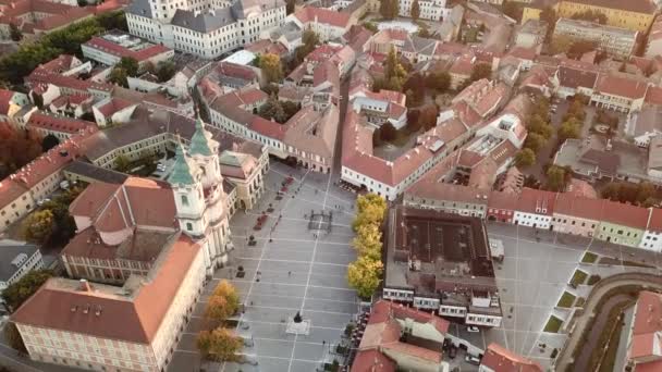 Cinematic Antenn Drönare Bilder Dob Istvn Square Centrum Eger Stora — Stockvideo