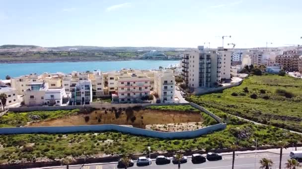 Masywny Fundament Budynku Gotowy Budowy Rozwój Wyspy Malta Widok Wznoszenia — Wideo stockowe