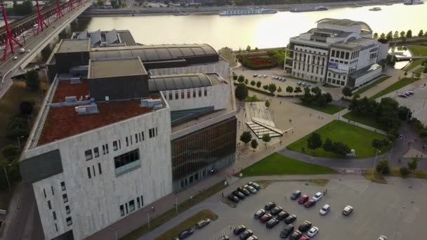 Cinematic Aerial Drone 360 Orbit Shot National Theatre Ludwig Museum — Video