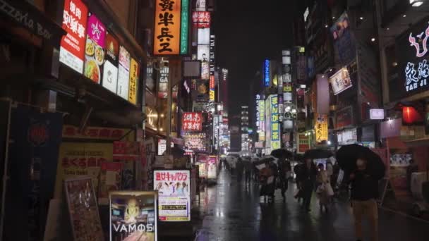 Kabuki Cho Yağmur Yolları Tokyo Kırmızı Işık Bölgesi Kuruluşu — Stok video