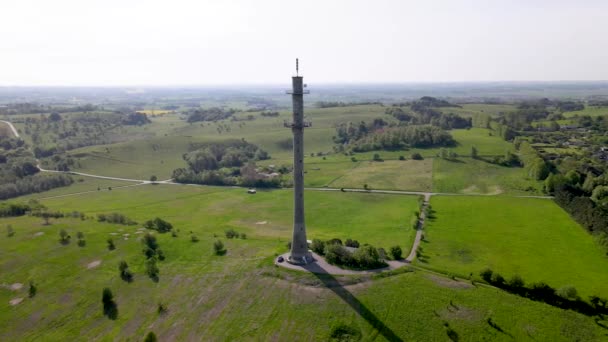 Flygfoto Över Ett Radiotorn Skamlebk Odsherred Med Den Vackra Kusten — Stockvideo