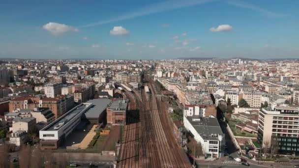 Luftbild Des Bahnhofs Levallois Frankreich — Stockvideo