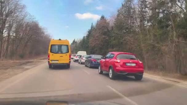 Köra Från Lviv Ukraina Mot Den Polska Gränsen — Stockvideo