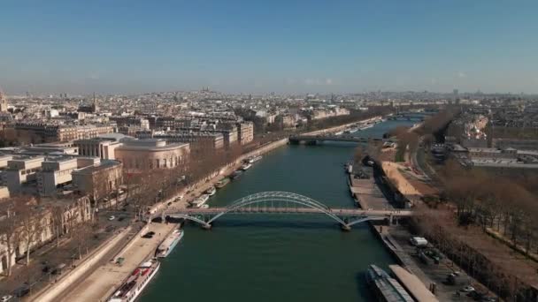 Passerelle Debily Paris Drone Shot — Stok video