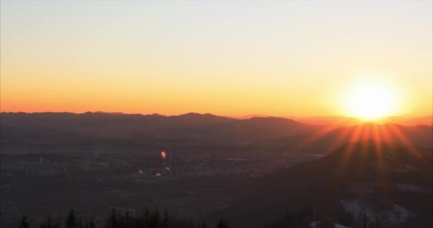 Beautiful Time Laps Sunset Town Zilina Slovakia — Video