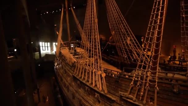 Side View Vasa Ship Stockholm — Stok Video