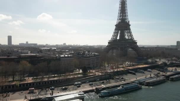 Foto Aérea Con Vista Torre Eiffel — Vídeos de Stock