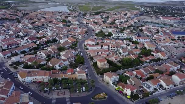 Kinematografické Letecké Letadlo Západ Slunce Drone Klip Saintes Maries Mer — Stock video