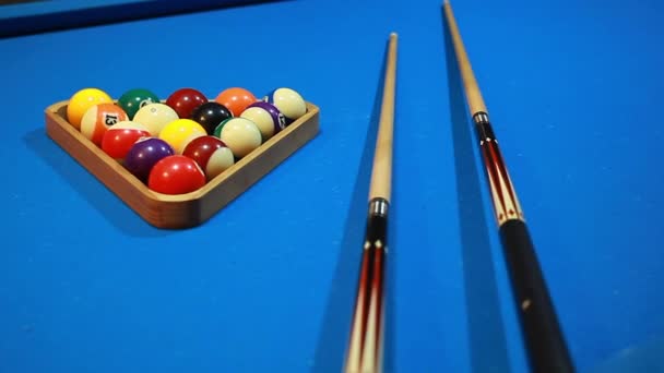 Snooker Biljartballen Biljarttafel Keu Bal Gestreepte Bal Biljartstok Zwarte Biljartbal — Stockvideo