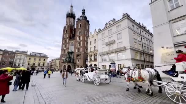 Praça Cidade Cracóvia Polónia — Vídeo de Stock