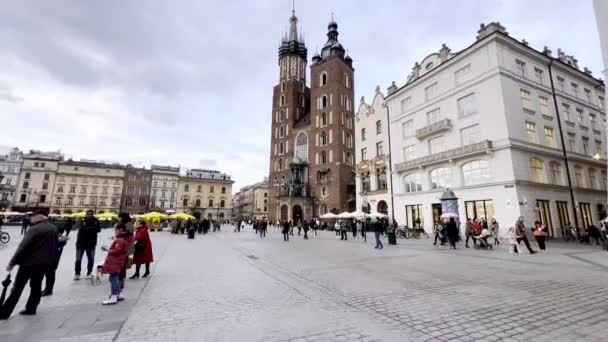 Town Square Krakow Poland Tilt — Stok video