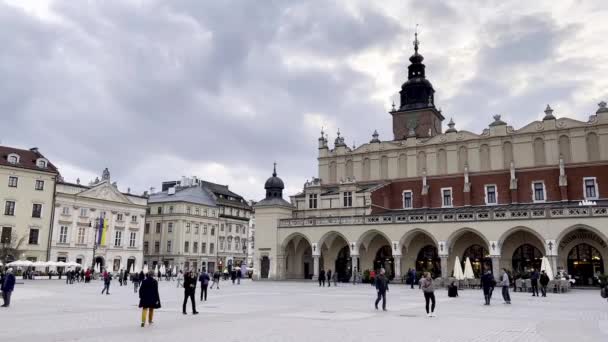 Plaza Ciudad Cracovia Polonia — Vídeos de Stock