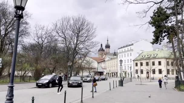 Cracovia Polonia Escena Ciudad — Vídeos de Stock