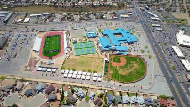 Drone Aerial View Flying Circling High School Campus West Paso — Vídeo de stock