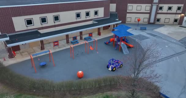 Urban City Park Playground School Campus Building Recess Student Children — Stockvideo
