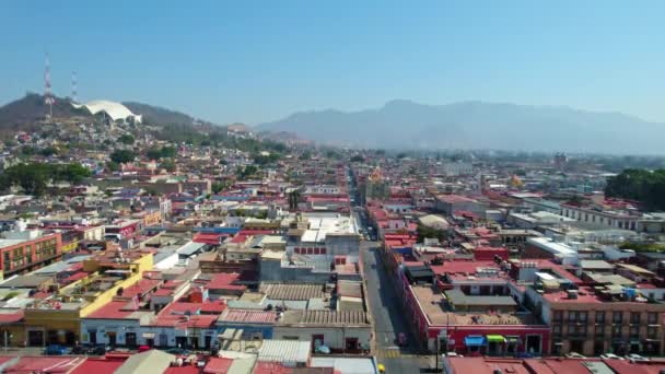 Drone View Street Latin Urban Colonial Património Mundial Unesco Oaxaca — Vídeo de Stock