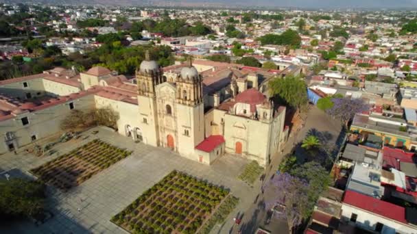 Oaxaca City Mexico Drone Aerial View Ancient Colonial Santo Domingo — Vídeo de stock