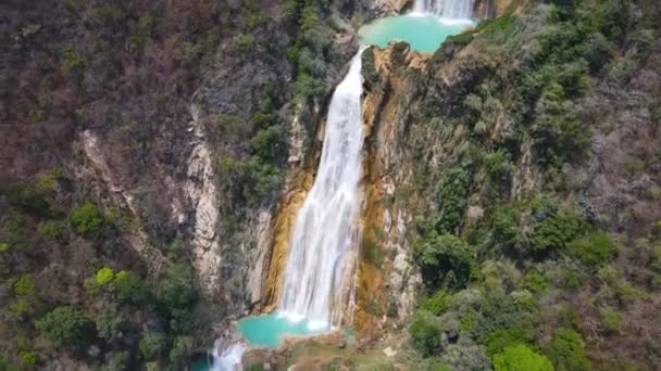 Chiflon Waterfall Chiapas Mexico Aerial Arc Shot — Video Stock