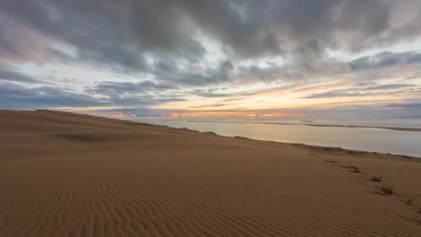 Solnedgång Vid Dune Pilat Frankrike — Stockvideo