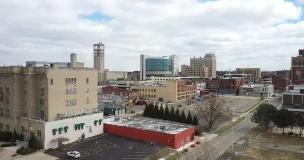 Downtown Pontiac Michigan Skyline Drone Video Moving — Stockvideo