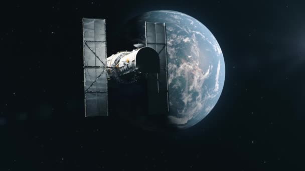 Rymdteleskopet Hubble Glider Iväg Från Jorden — Stockvideo