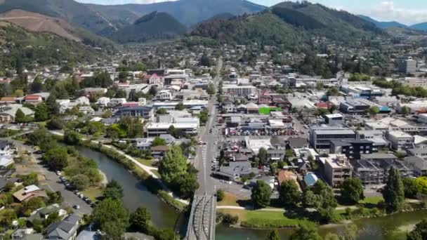 Nelson City Nieuw Zeeland Prachtige Vogels Uitzicht Het Stadsgezicht Tijdens — Stockvideo