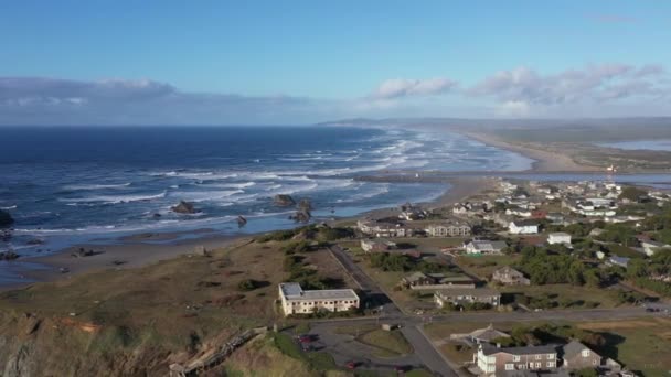 Bandon Oregon Sahili Güzel Pasifik Okyanusu Manzaralı Kayalıklarda Bir Yer — Stok video