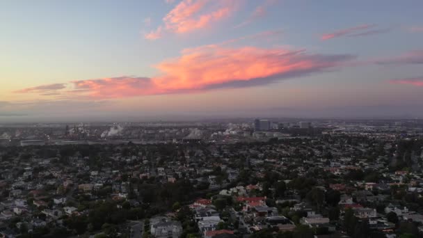 Manhattan Beach Neighborhood Dusk California Usa Aerial — стоковое видео