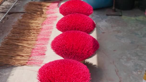 Red Insence Sticks Drying Insences Home Sunlight Drying Insence Sticks — 비디오