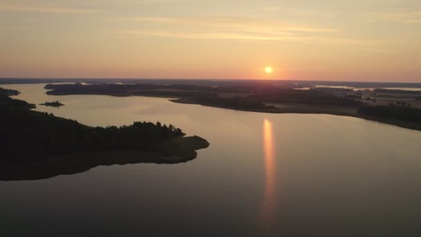 Sunrise Yttereneby Nature Reserve Stockholm Sweden Aerial Drone Shot — Stockvideo