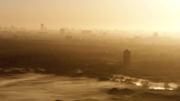 Dramatisk Stigande Antenn Skott Kijkduin Dunes Med Staden Den Haag — Stockvideo