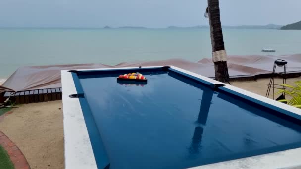 Pool Table Outdoor Rainy Day Phut Beach Thailand — Vídeo de Stock
