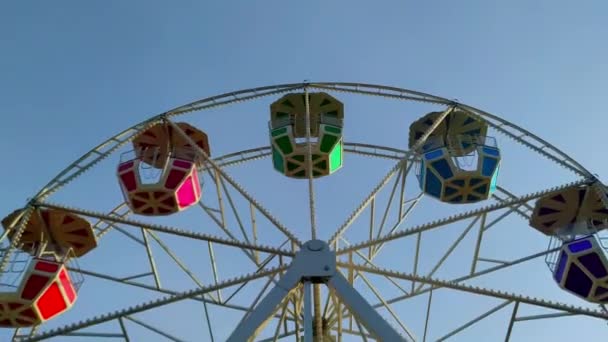 Nostalgic Empty Ferris Wheel Revolving Sad Dream — Stock Video