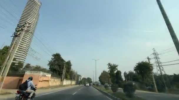 Delhi India Time Lapse Passenger Point View Pov Moving Car — стоковое видео