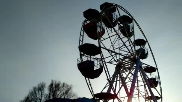 Creepy Childhood Dream Feels Rotating Ferris Wheel Silhouette — Vídeo de Stock