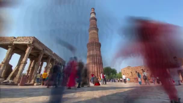 Delhi Delhi India 2017 Augusztus Timelapse People Activity Qutub Minar — Stock videók