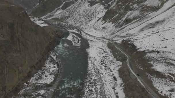 Gahkuch Valley Hunza Gilgit Baltistan Pakistan Autumn Scenery Sharp Curving — ストック動画