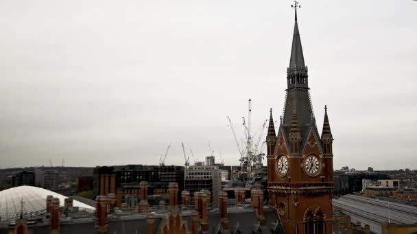 View Pancras Renaissance Hotel Clock Rooftop Standard Hotel Londen Verenigd — Stockvideo