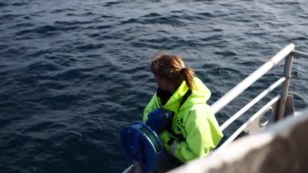 Pesca Profundidade Noruega Lofoten — Vídeo de Stock