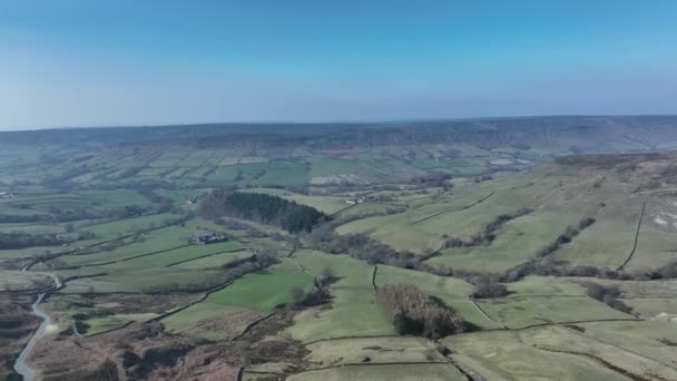 North York Moors Blakey Ridge Aerial Drone Flight Sunny Moors — Wideo stockowe