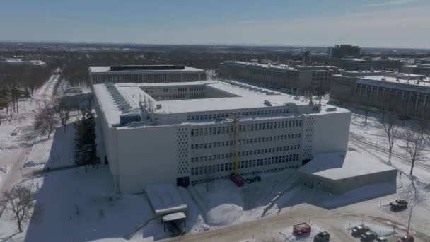 Università Pubblica Laval Quebec City Canada Durante Inverno Colpo Aereo — Video Stock