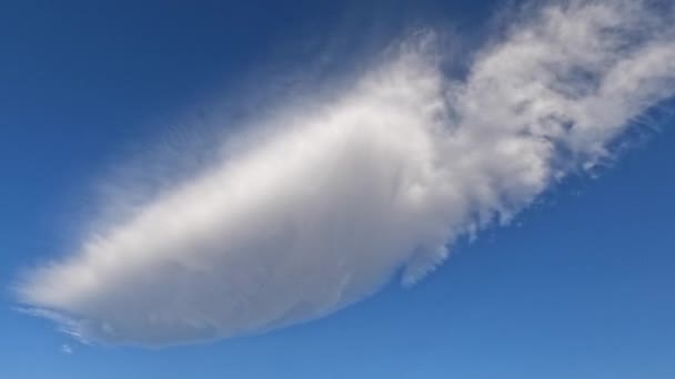 Unique Lenticular Cloud Stationary Sky Dissipates Sun Warms Atmosphere Amazing — Video Stock