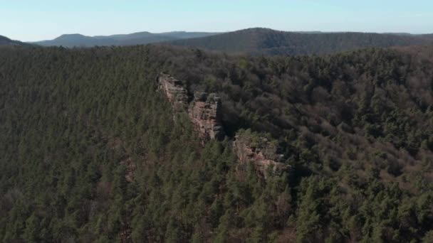 Drone View Geiersteine Duitsland — Stockvideo