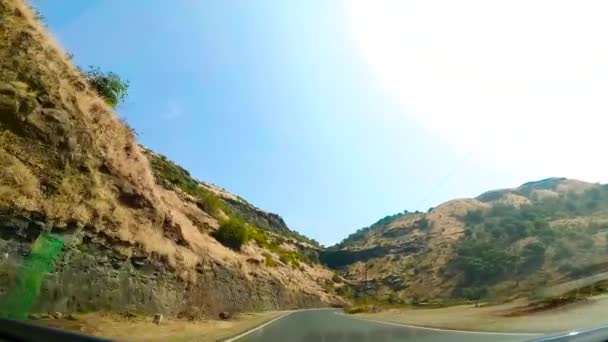 Pov Autó Lovaglás Keresztül Mountain National Road Ősszel Vezetés Sunny — Stock videók