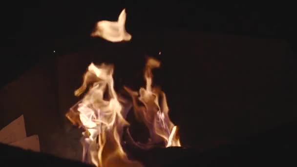 Warming Comforting Fire Backyard Fire Pit Slow Motion — Stockvideo