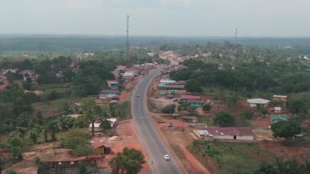 Luchtlandschap Van Afrikaanse Stad William Town Margibi County Liberia West — Stockvideo