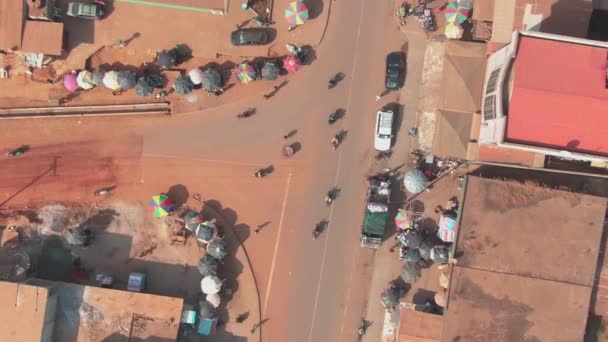 Flygfoto Över Trafik Och Gator Gompa Ganta Liberia Västafrika Nära — Stockvideo
