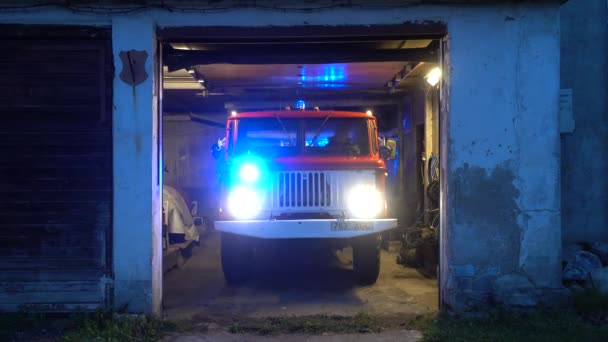 Old Soviet Era Fire Truck Gaz Has Just Been Parked — Stockvideo