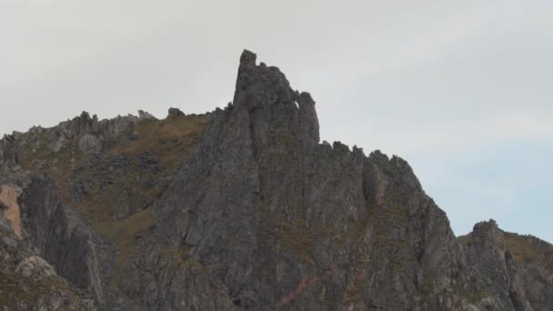Outlandish Landscape Andoya Rocky Coast Dark Jagged Stones Covered Patches — Stok video